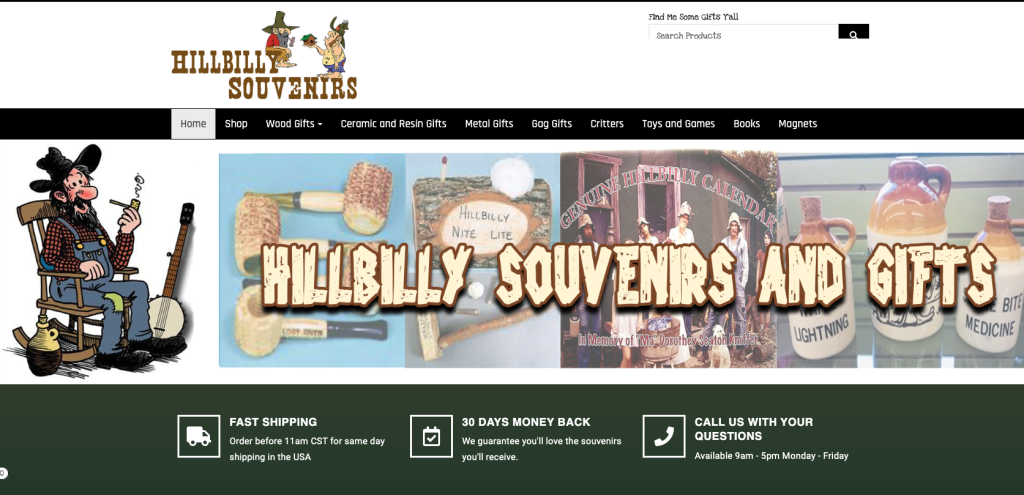 Hillbilly Souvenirs, Novelties and Gifts