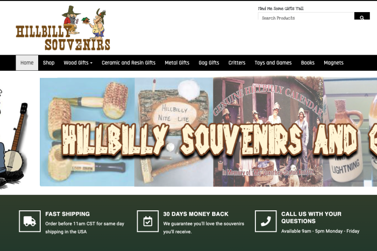 Hillbilly Souvenirs, Novelties and Gifts